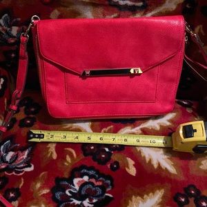 Stella & Dot Tia Poppy Red Crossbody Bag Pebbled,Gold-tone Hardware